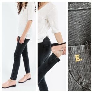 Emerson Fry Black Distressed Moto Zipper Ankle Jeans
